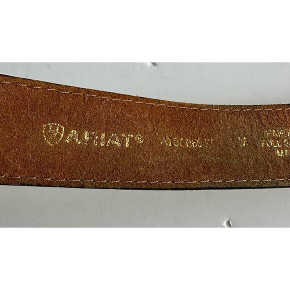 ARIAT Women's Brown Leather Belt Silver Rhinestone Fillagree Buckle Size M READ‎ - Picture 4 of 11